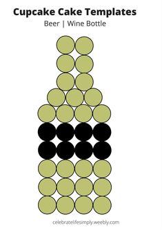 cupcake cake templates for wine bottle with circles on the bottom, and black dots in