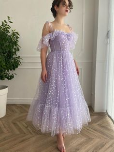 Tea Length Prom Dress, Purple Homecoming Dress, Purple Tulle, Off Shoulder Evening Dress, Purple Prom, A Line Prom Dress, Prom Dress Evening, Purple Prom Dress, Short A