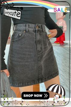 Fall High Waist Mini Jean Skirts Korean Y2k All-match Black Denim Skirt Femaleharajuku Slim Fit A-line Faldas Mujer Skirts Korean, Korean Y2k, Rok Jeans, Jean Skirts, Black Denim Skirt, Fall 2022, Jean Skirt, Black Denim, Denim Skirt