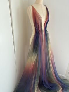 Ombre Prom Dresses, Rainbow Tie, Fantasy Gowns, Colorful Rainbow, Star Dress, Tulle Fabric, Tulle Lace, Fantasy Clothing, Tie Dyed