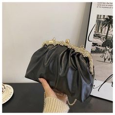 Classy Leather Clutch Bag FancySticated Cloud Bag, Party Clutch, Bag Luxury, Chain Crossbody Bag, Leather Clutch Bags, Women's Bag, Moda Fitness, Fashion Pattern, Womens Purses