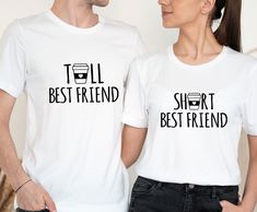 "Best Friend T-shirt, Besties Shirts, Kids Besties Shirt, Best Friend Gifts, Best Friend Birthday, Matching Shirt, Funny Best Friend The t-shirts are sold separately. Fabrication :  Unisex (true to size) and womens t-shirts (relaxed fit) are Bella Canvas Branded. Kids t-shirts are Gildan Branded. Modern, fits perfectly. 100% Soft ring-spun cotton. 90% cotton 10%polyester for Athletic Heather, 52% cotton 48%polyester for Heather colours. Non-toxic vinyl. No cracked, ripped or faded vinyl.(vinyl w Band Merch T-shirt With Graphic Print For Birthday, White Tops With Funny Text For Fans, Cotton Tops With Funny Text For Fan Merchandise, Cotton Top With Funny Text For Fan Merchandise, Basic Crew Neck T-shirt For Birthday, Band Merch Tops With Funny Text, Short Sleeve Band Merch Shirt With Funny Text, Funny Text Graphic Tee Fan Merchandise, White Band Merch Top With Funny Text