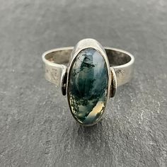 Vintage Moss Agate Sterling Silver Large Oval Statement Ring, UK Size P, US Size 7 1/2, EU Size 55 1/4, Fully Hallmarked Birmingham 1971, Front Max Width 15mm, Weight 3.96 Grams, Lovely Condition Oval Moss Agate Ring For Anniversary, Oval Moss Agate Gemstone Ring, Handmade Oval Moss Agate Ring, Oval Agate Hallmarked Rings, Vintage Oval Agate Ring, Moss Agate, Statement Ring, Rings Statement, Birmingham