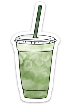 a green drink with a straw in it