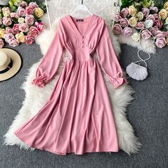 Simple v neck long sleeve dress A line fashion dressFabric: blendedColor: black, pink, blue, yellow, green, light greenSize(cm): free sizelength 106 bust 105 sleeve length 56 Elegant Pink Long Sleeve Dress For Winter, Elegant Long Sleeve Pink Dress For Winter, Spring V-neck Long Sleeve Dress In Solid Color, Casual Long Sleeve V-neck Dress In Solid Color, Casual Solid Long Sleeve V-neck Dress, Winter Pink V-neck Midi Dress, Chic Long Sleeve V-neck Dress In [color], Chic Long Sleeve V-neck Dress, Long Sleeve Solid Color V-neck Dress For Fall