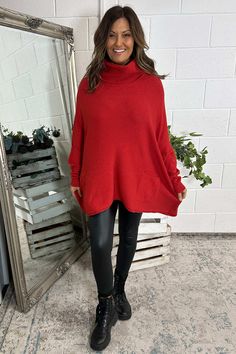 Elevate your knitwear game with the Philippa Polo Neck Knitted Jumper! This gorgeous Made in Italy piece features a chunky knit, polo neckline, full length sleeves, pockets, and a flattering boxy shape. Stay cosy and stylish all day long. Knit Polo, Polo Neck, Knitted Jumper, Chunky Knit, Jumper