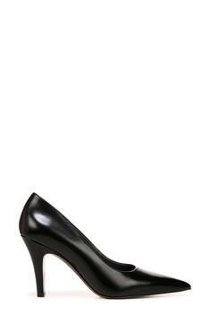 A pointy toe and tapered heel balance a streamlined pump grounded by a cushioned footbed for lasting comfort. 3 1/4" heel Cushioned footbed Synthetic or leather upper/synthetic lining/rubber sole Imported Leather Pumps With Sculpted Heel And Pointed Toe, Classic Leather Pump With Pointed Toe, Sleek Pumps With Padded Heel And Almond Toe, Classic Leather Pump With Almond Toe, Closed Toe Leather Pumps For Work, Leather Pumps With Padded Heel For Work, Leather Pumps With Reinforced Heel For Work, Leather Closed Toe Pumps For Work, Workwear Pumps With Sculpted Heel And Closed Toe