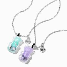 Claire's Best Friends Gummy Bears® Bubble Tea Pendant Necklaces - 2 Pack Crystal Bff Necklaces, Cool Bff Necklaces, Best Friends Necklaces For 3 Bff, Cute Bff Necklaces For 2, Trendy Silver Jewelry For Best Friend Gift, Trendy Silver Necklace For Best Friend Gift, Trendy Silver Necklace For Best Friend, Trendy Nickel-free Jewelry For Best Friend Gift, Trendy Nickel-free Jewelry For Best Friend