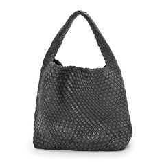 A one-of-a-kind woven bag is generously sized to hold everything you need. A detachable pad gives the bottom more support. It includes a bonus zip-close bag (7"H x 11"W) made in the same soft vegan leather. Magnetic closure, fully lined, inside zip pocket. Imported. 15"H x 16"W x 5.5"D. Specify Black, Blue, Green, Pewter, Brown, or Purple. Black Woven Leather Hobo Bag For On-the-go, Black Bag With Intrecciato Weave For Everyday, Intrecciato Weave Hobo Shoulder Bag For On-the-go, On-the-go Woven Leather Pouch Shoulder Bag, Intrecciato Weave Pouch Shoulder Bag For Errands, Modern Woven Leather Bag, Intrecciato Weave Pouch Bag, Versatile Rectangular Woven Leather Bucket Bag, Modern Woven Leather Bucket Bag For Errands