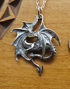 STERLING SILVER Dragon Pendant Necklace - Chain Optional Dragon In Flight, Lopez Island, Dragon King, Beautiful Dragon, Dragon Necklace, Dragon Jewelry, Silver Dragon, Dragon Pendant, Necklace Chain