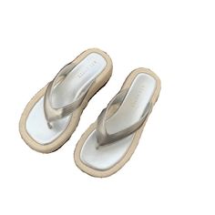 LBSFY - 2024 Summers Gladiator Women Slippers Fashion Elegant Clip Toe Slides Shoes Ladies Outdoor Beach Platform Flats Sandalias Spring Flat T-strap Sandals With Platform, Closed Toe Platform Slippers For Vacation, Closed Toe Platform Slippers, Beach Season T-strap Sandals With Round Toe, Beige Toe Post Wedge Sandals For Beach, Beige Toe Post Sandals For Beach Season, Beige T-strap Sandals For Summer Beach, Beige T-strap Sandals For Summer Vacation, Summer T-strap Sandals With Platform Toe Post