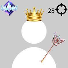 a snowman with a crown and an arrow