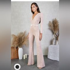 Nadine Merabi Hand Embellished Sequin Jumpsuit. New With Tags! Nadine Merabi, Jessica White, Weddings Dresses, Statement Outfit, Evening Jumpsuit, Colorful Jumpsuit, Loose Jumpsuit, Sequin Jumpsuit, Eve Outfit