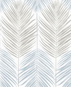 Sample Two Toned Palm Peel-and-Stick Wallpaper in Blue Mist & Daydream Grey Wallpaper In Blue, Coastal Wallpaper, Palm Wallpaper, Blue Fern, Botanical Beauty, Coastal Blue, Complimentary Colors, Burke Decor, Grey Wallpaper