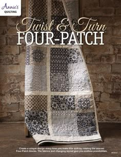 the front cover of a quilt and turn four - patch book