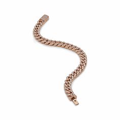 Old-school style gets a modern era update with this Diamond Cuban Link Bracelet. Make a statement in bold 14-karat rose gold links adorned with 6.47 carats of white diamonds. From its diamond-laden clasp to its hefty links, no detail has been overlooked in this new rendition of one of the most iconic jewelry styles. Details14K Rose Gold6.47 Carats of DiamondsLength: 8 Inches Luxury Rose Gold Cuban Link Bracelets, Luxury Diamond Curb Chain Bracelets, Luxury Diamond Bracelet With Curb Chain, Luxury Rose Gold Chain Link Bracelet, Luxury Diamond Link Chain Bracelet, Formal Curb Chain Bracelet In Cubic Zirconia, Luxury Link Diamond Bracelet With Diamond Accents, Formal Diamond Bracelet With Chain, Luxury Link Diamond Bracelet With Accents