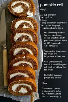 the recipe for pumpkin roll is shown here