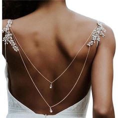 Rhinestone Back Chain Is Made Of Alloy And Rhinestones. Shining Shoulder Chain Necklace Can Add Elegant Appearances To Your Casual Day Clothes Or Shiny Nights, Can Be Matched With All Your Clothes. Sexy Backdrop Necklace Jewelry Ideal For Party, Club, Beach And Casual Wear, Various Ways Of Wearing, Layered Body Jewelry Is Especially Suitable For Celebrations, Dance Parties And Shows. Wedding Bridal Crystal Shoulder Body Chain Is Simple Appearance Design, Gorgeous And Dainty, Catching More Eyes O Bride Shoulder Jewelry, Shoulder Jewelry Wedding, Wedding Beaded Jewelry, Stargazing Wedding, Back Jewelry Wedding, Breanna Core, Pearl Body Jewelry, Body Harness Jewelry, Jas Wedding