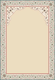 an ornate frame with flowers and leaves on the border is shown in red, white and green