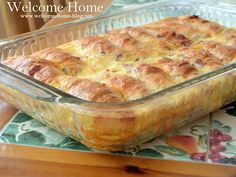 a casserole dish is sitting on a table