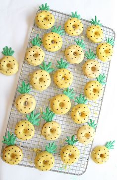 there are pineapple cookies on the cooling rack