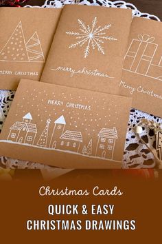 DIY Chrismtas cards with hand drawn Chrismtas images Diy Christmas Cards Drawing Hand Drawn, Christmas Ornament Cards Handmade, Easy Hand Drawn Christmas Cards, Christmas Card Hand Drawn, Hand Drawn Christmas Cards Simple, Diy Christmas Cards Handmade Simple, Drawn Christmas Cards