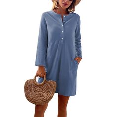 Baisico Blue Crewneck Button-Front Pocket Shift Dress Size Xxl Specifications: * Color: Blue * Size: Xxl * Material: Lightweight And Breathable Fabric For Comfort And Ease Of Movement. * Design: Shift Dress With A Crewneck, Button-Front Closure, And Functional Pockets For Added Utility And Style. * Neckline: Crewneck For A Classic And Versatile Look. * Closure: Button-Front Closure For Easy Wear And A Touch Of Sophistication. * Pockets: Functional Front Pockets For Added Convenience And A Modern Touch. Description: * Introducing The Baisico Blue Crewneck Button-Front Pocket Shift Dress In Women's Size Xxl. This Dress Combines Simplicity With Functionality, Featuring A Classic Cre Movement Design, Navy Crewneck, Gray Crewneck, Blue Crewneck, Womens Shift Dresses, Grey Crewneck, The Shift, Sewing Lessons, Easy Wear