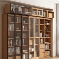 a book case with many books in it