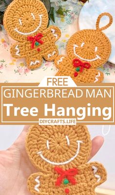 the gingerbread man crochet pattern has been made with this easy to follow video