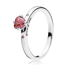 Elegant in its simplicity, this sterling silver promise ring presents a beautiful take on the timeless solitaire design. A heart-shaped cubic zirconia stone in a rich fuchsia hue and the engraving "You & Me" adds new meaning to an enduring classic. Promes Ring, Silver Wedding Gifts, Sterling Silver Promise Rings, Vintage Silver Rings, Pandora Rings, Precious Jewels, Jewelry Online, Mode Vintage, Pandora Jewelry