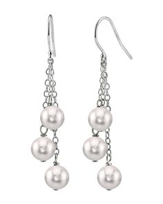 White Akoya Pearl Cluster Earrings Elegant Drop Pearl Earrings With Dangling Beads, Elegant Jewelry With Dangling Beads, White Gold Dangle Jewelry With Pearl Charm, Elegant Dangling Beads Drop Earrings, White Gold Dangle Earrings With Pearl Charm, Elegant Drop Earrings With Dangling Beads, Elegant Pearl Earrings With Dangling Beads For Gift, Elegant Round Earrings With Dangling Beads, Pearl White Akoya Pearl Dangle Jewelry