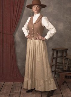 Sew Your Own Costumes for Adults | Costume Sewing Patterns Margaret Dutton, Old Western Outfits Women, Wild West Costumes, Wild West Outfits, Wild West Cowgirl, Riding Skirt, Long A Line Skirt, Western Wild, Costume Sewing