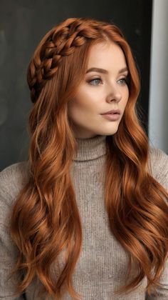 Chic Copper Hair Color Ideas for Bright Copper Pixie 👑 Pixie Copper Hair, Cobre Hair, Cooper Red Hair, Copper Hair Colour, Copper Pixie, Redhead Hair Color, Elegant Braids, Copper Hair Color Ideas, Cowboy Copper