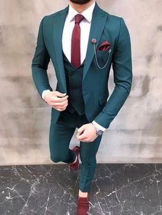 Green Fitted Three-piece Suit For Groom, Fitted Green Three-piece Suit For Groom, Fitted Green Three-piece Suit For Grooms, Green Wedding Suit Sets, Fitted Green Wedding Suit, Custom Fit Suiting Fabric Sets For Groom, Cot Pant, Mens Suit Colors