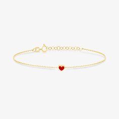 Stylish red heart bracelet would make a bold statement of love for your loved ones, including yourself. Shop bestselling 14k gold initial necklaces. Red Heart Bracelet, Gold Initial Necklaces, Small Red Heart, 14k Gold Initial Necklace, Heart Bracelets, Latest Bracelets, Initial Necklaces, Bracelet Shop, Heart Chain