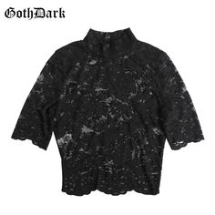 FREE SHIPPING Goth Dark Aesthetic Mesh Hollow Out T-shirts Hole Patchwork Crop Top Solid T-shirt Gothic Transparent Embroidery T shirt Lace JKP2215 Transparent Embroidery, Patchwork Crop Top, Embroidery T Shirt, Gothic Tops, Cheap Sweatshirts, Tees Pattern, Short Sleeve Pattern, Collars For Women, Lace Crop Tops