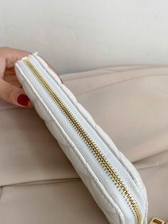 White    PU Leather  Long Wallet    Women Bags Leather Long Wallet, Quilted Pattern, Trendy Fashion Women, Long Wallet, First Order, Wallets For Women, Quilt Patterns, Zip Around Wallet, Fashion Clothes Women