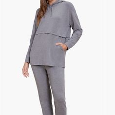 Super Soft Dark Heather Gray Soft Cotton/Modal Blend Sweatshirt. The Pit Is Approximately 23 Inches And The Length Is Approximately 29 Inches Comfy Tops With Kangaroo Pocket For Loungewear, Hooded Casual Tops For Lounging, Hooded Athleisure Tops For Lounging, Casual Hooded Top For Lounging, Comfortable Tops With Kangaroo Pocket And Cozy Fit, Long Sleeve Sweatshirt With Kangaroo Pocket For Loungewear, Sporty Tops With Kangaroo Pocket For Loungewear, Long Sleeve Sweats With Drawstring Hood For Lounging, Long Sleeve Tops With Drawstring Hood For Loungewear