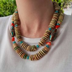 Ethnic chunky statement stone beaded necklace for women. Large yellow turquoise handmade 2 strand necklace with big bead and stone. Big bold bohemian contemporary necklace in gold color are suitable for an casual look, evening look and for a holiday. Matching earrings and bracelet go as a gift to the necklace. These necklace will be a good Christmas or birthday gift for mom, wife, girlfriend, sister or daughter. It emphasizes the beauty of your neck and adds charm to your look. FAST FREE SHIPPIN Green Double Strand Bohemian Turquoise Necklace, Bohemian Double Strand Beaded Necklaces With Gemstones, Green Turquoise Double Strand Bohemian Necklace, Handmade Double Strand Beaded Necklaces, Green Double Strand Bohemian Necklace, Bohemian Double Strand Gemstone Beads, Bohemian Gemstone Beads In Double Strand, Bohemian Double Strand Gemstone Beaded Necklaces, Green Bohemian Double Strand Turquoise Necklace