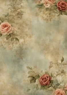 an old fashioned wallpaper with roses on it