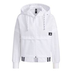 (WMNS) adidas Str Jkt Light Detachable Sleeve Hooded Track Jacket White GT4403 (Women's) Adidas Functional Nylon Track Jacket, Athleisure Nylon Track Jacket With Three Stripes Branding, Athleisure Nylon Track Jacket With Three Stripes, Nylon Athleisure Track Jacket With Three Stripes, Athleisure Track Jacket With Adjustable Hood, Spring Sportswear Hooded Jacket For Sports, Spring Sports Hooded Jacket, Moisture-wicking Cotton Hooded Outerwear, Hooded Moisture-wicking Cotton Outerwear