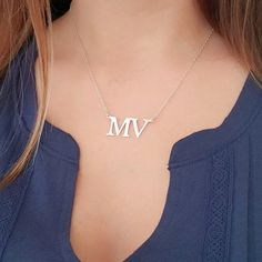 Beautiful necklace with handmade initial in 925 sterling silver. Perfect gift to give to mom, best friends. Beautiful gift to give to girlfriend or wife. Gift for birthday, anniversary, Christmas, mothers day or special day. Model wears a 16 inches necklace. Necklace length is measured from end to end and can be selected from drop down menu. ♥ Details: Metal type: Sterling silver Karat / purity: 925 Chain length: 14'', 16'', 18'', 20''. Initial thickness: 0,81 mm. Initial Height: Uppercase lette Elegant Silver Initial Necklace With Monogram, Elegant Sterling Silver Initial Necklace For Anniversary, Elegant Silver Monogram Initial Necklace, Elegant Personalized Tan Initial Necklace, Sterling Silver Monogram Name Necklace In White Gold, Sterling Silver Hallmarked Initial Pendant Necklace, Hallmarked Sterling Silver Initial Pendant Necklace, Elegant Silver Initial Necklace For Personalized Gift, Sterling Silver Necklace For Anniversary