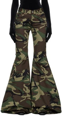 Flared cotton twill trousers. Camouflage pattern printed throughout. · Belt loops · Five-pocket styling · Button-fly · Leather logo patch at back waistband · Logo-engraved bronze-tone hardware Supplier color: Camo Bratz Boy, Emo Pants, Camo Outfit, Baddie Fashion, Camouflage Fashion, Aesthetic Funny, Camouflage Outfits, Camo Outfits, Camo Patterns