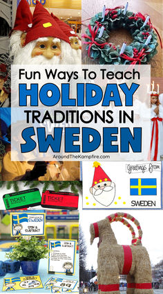 Christmas in Sweden crafts for kids to teach holidays around the world. Sweden Christmas Food, St Lucia Christmas Swedish Traditions, Sweden Christmas Traditions, Yule Goat Craft, St Lucia Activities For Preschool, St Lucia Day Sweden, St Lucia Day Traditions, Christmas Morning Activities