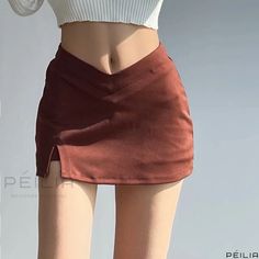 Peilia - Premium Pleated Mini Skirt with Integrated Safety Shorts Stretch Brown Mini Length Bottoms, Brown Stretch Mini Length Bottoms, Casual Split Skirt, Casual Split Design Spring Skirt, Casual Spring Skirt With Split Design, Casual Bottoms With Split Design, Casual Split Bottoms For Day Out, Stretch Mini Skirt With Split Design, Casual Stretch Bottoms With Split