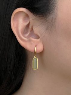 Jade Collection 2023 – Gabi The Label Gold Rectangular Gemstone Earrings, Gold Hypoallergenic Jade Earrings, Hypoallergenic Gold Jade Earrings, Modern Gold Jade Jewelry, Gabi The Label, Box Pouch, Accesories Jewelry, Jade Earrings, Nail Jewelry