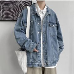 245319998-1 Man's Overcoat, Street Jacket, Street Sweatshirt, Safari Style, Denim Jacket Men, Denim Coat Jacket, Mens Winter Fashion, Blazer Fashion, Denim Coat