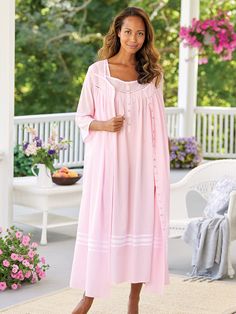 Slip Into Easy Style and Crisp Good Looks of This Soft Blue Robe Robe For Women, Eileen West, Cotton Nightgown, Modesty Fashion, Summer Breeze, Summer Cotton, Woven Cotton, Sleepwear Women, Grosgrain Ribbon