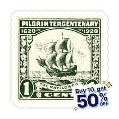 a postage stamp with the image of a sailing ship on it's back side