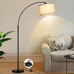 a living room scene with focus on the floor lamp